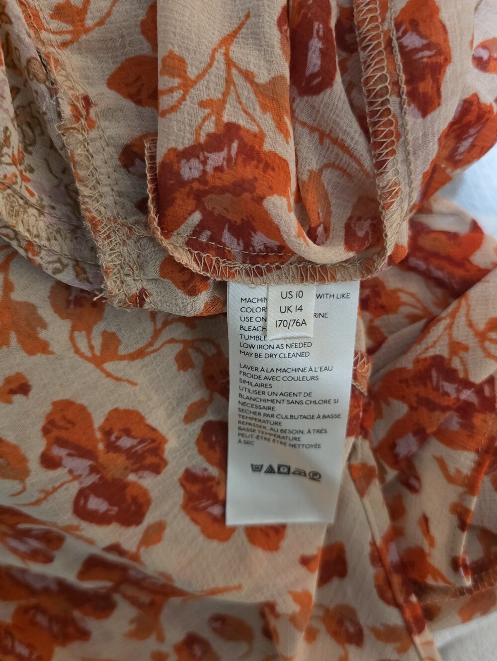 FREE PEOPLE Floral Tiered Handkerchief Hem Midi Skirt - Peach Floral - Picture 6 of 6